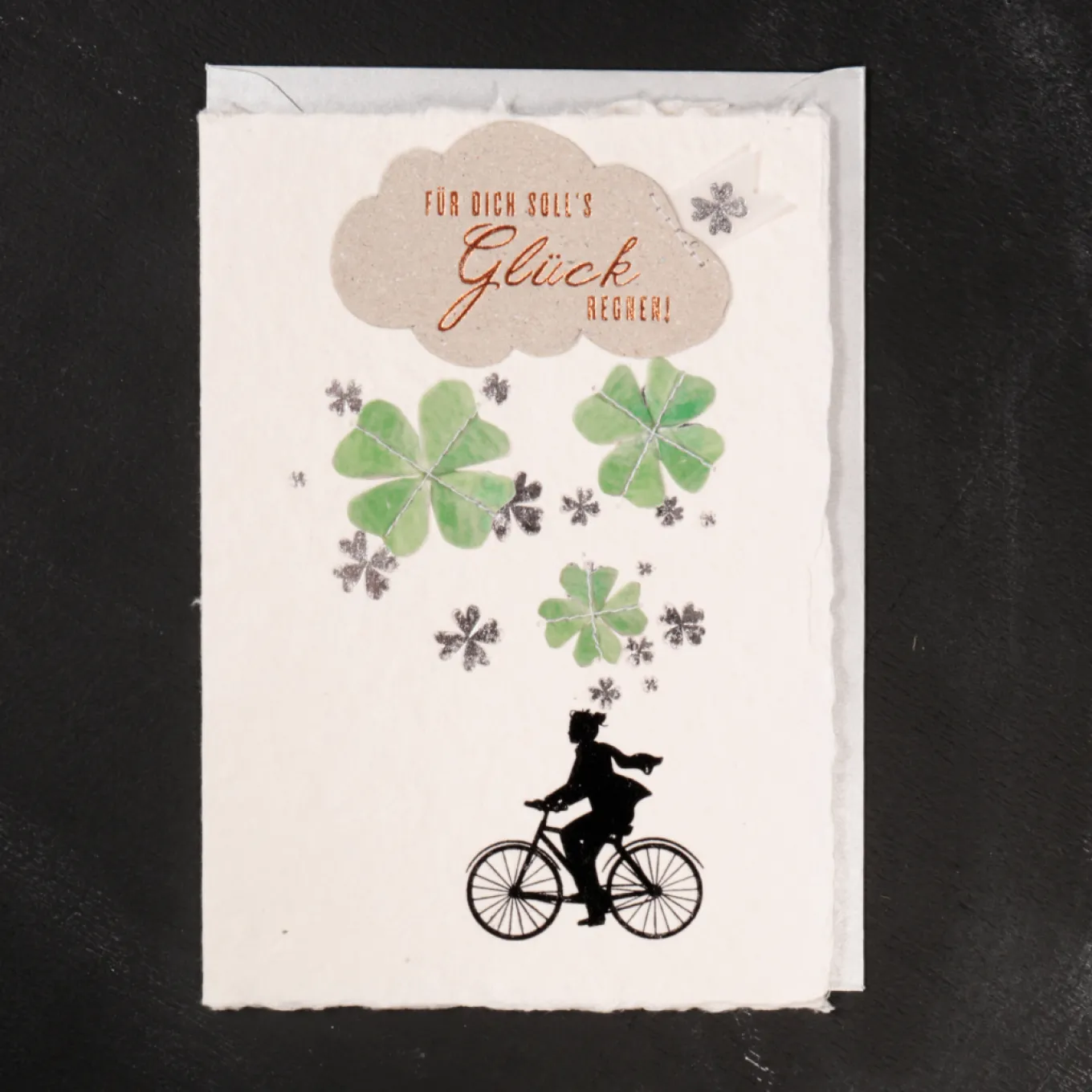 Glücksklee Karte. Glücksregen.