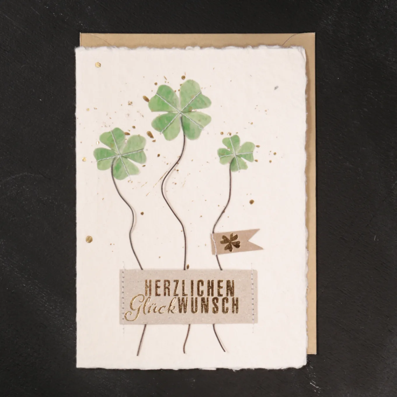Glücksklee Karte. Herzlichen Glückwunsch