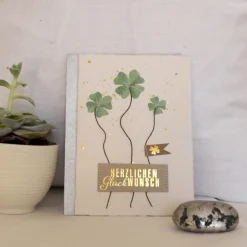 Glücksklee Karte. Herzlichen Glückwunsch