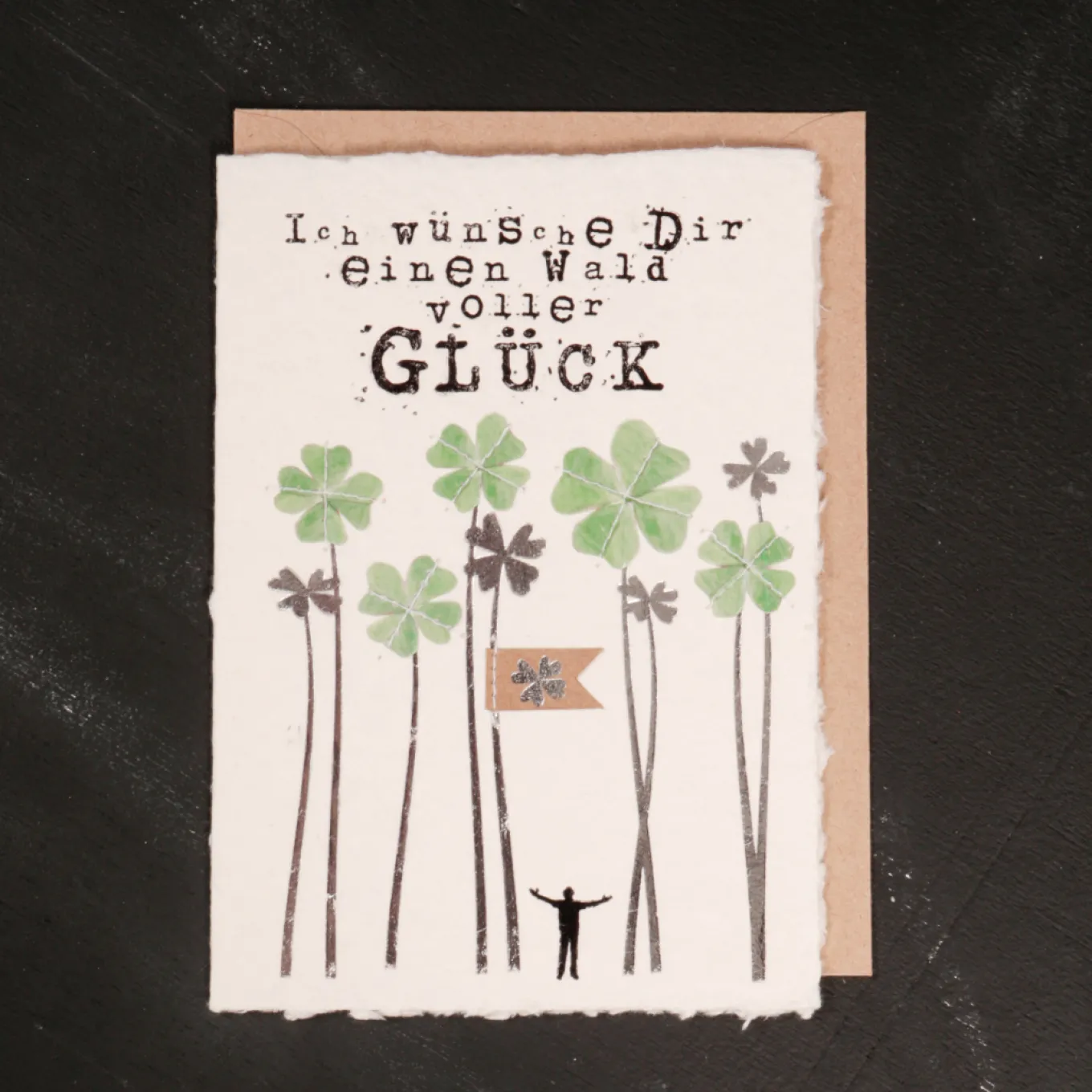 Glücksklee Karte. Wald voller Glück