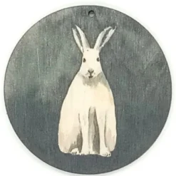 Holzanhänger Hase grün