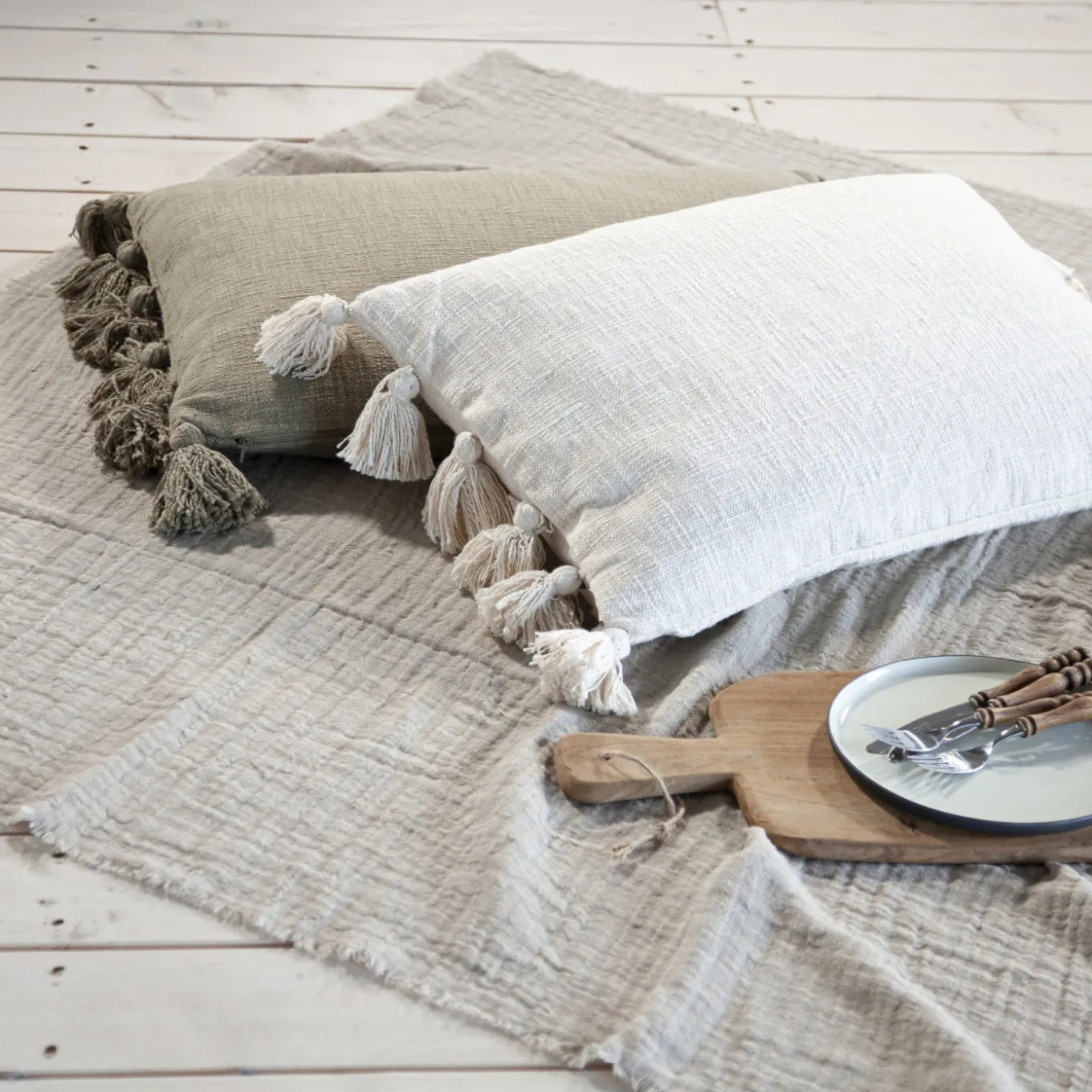 Kissenbezug mit Quasten