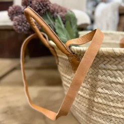 Korbtasche mit Lederhenkel + Griff