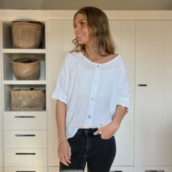 Leinenjacke kurz, Knopfleiste