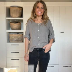 Leinenjacke kurz, Knopfleiste