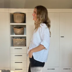 Leinenjacke kurz, Knopfleiste