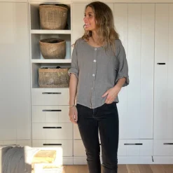 Leinenjacke kurz, Knopfleiste