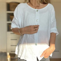 Leinenjacke kurz, Knopfleiste