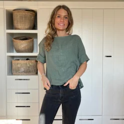 Leinenshirt, Knöpfe Rücken