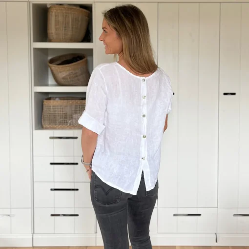 Leinenshirt, Knöpfe Rücken