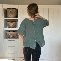 Leinenshirt, Knöpfe Rücken