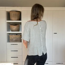 Leinenshirt, Knöpfe Rücken