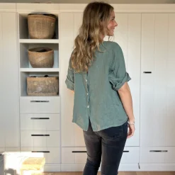 Leinenshirt, Knöpfe Rücken