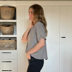 Leinenshirt, Knöpfe Rücken