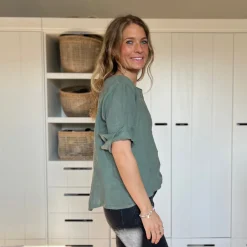 Leinenshirt, Knöpfe Rücken