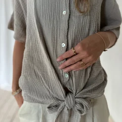 Musselin Bluse Knoten