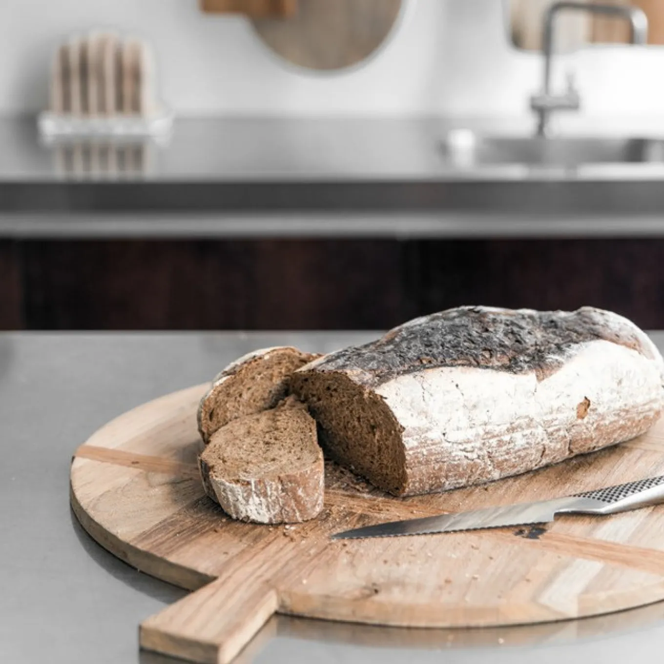 Schneidebrett Teakholz rund