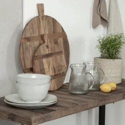 Schneidebrett Teakholz rund