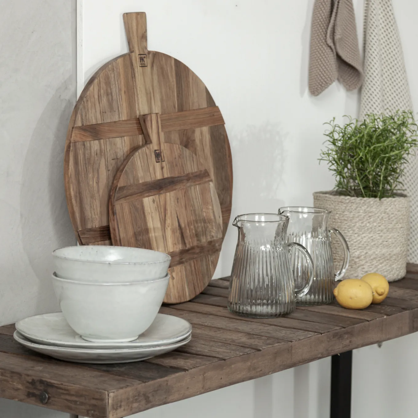 Schneidebrett Teakholz rund