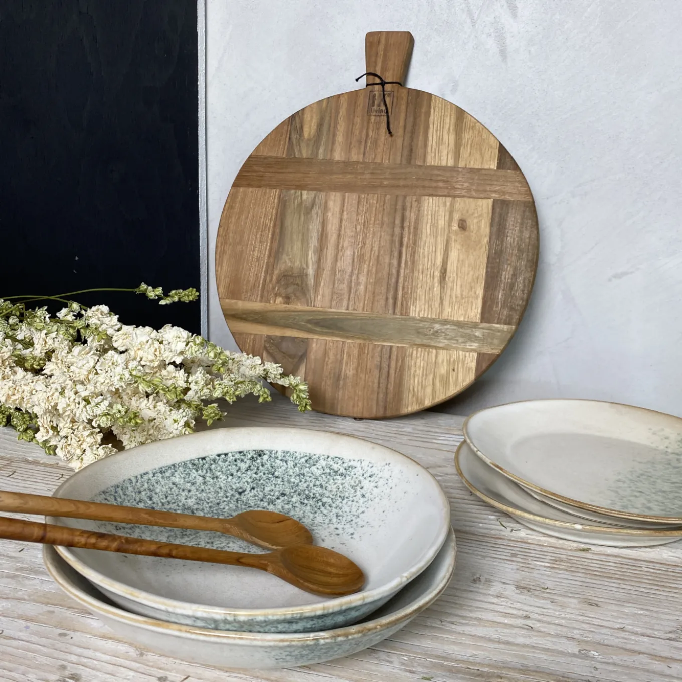 Schneidebrett Teakholz rund