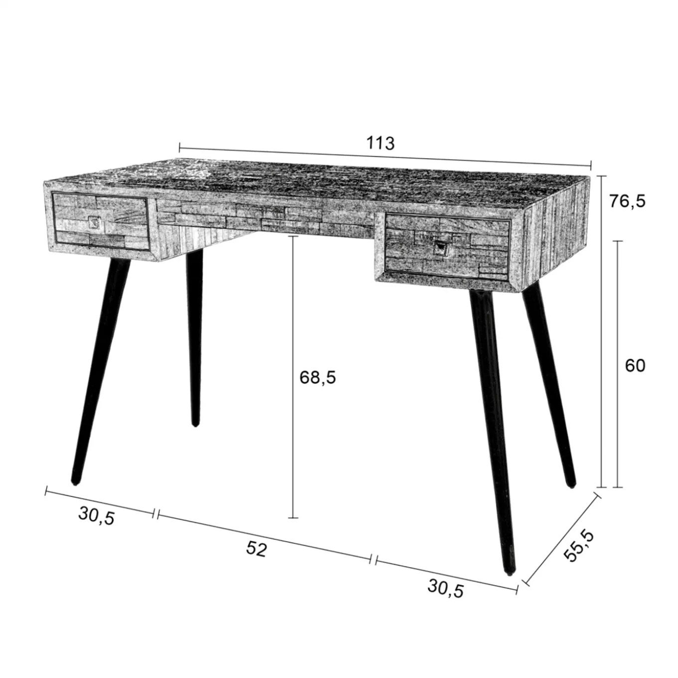 Schreibtisch mit 2 Schubladen